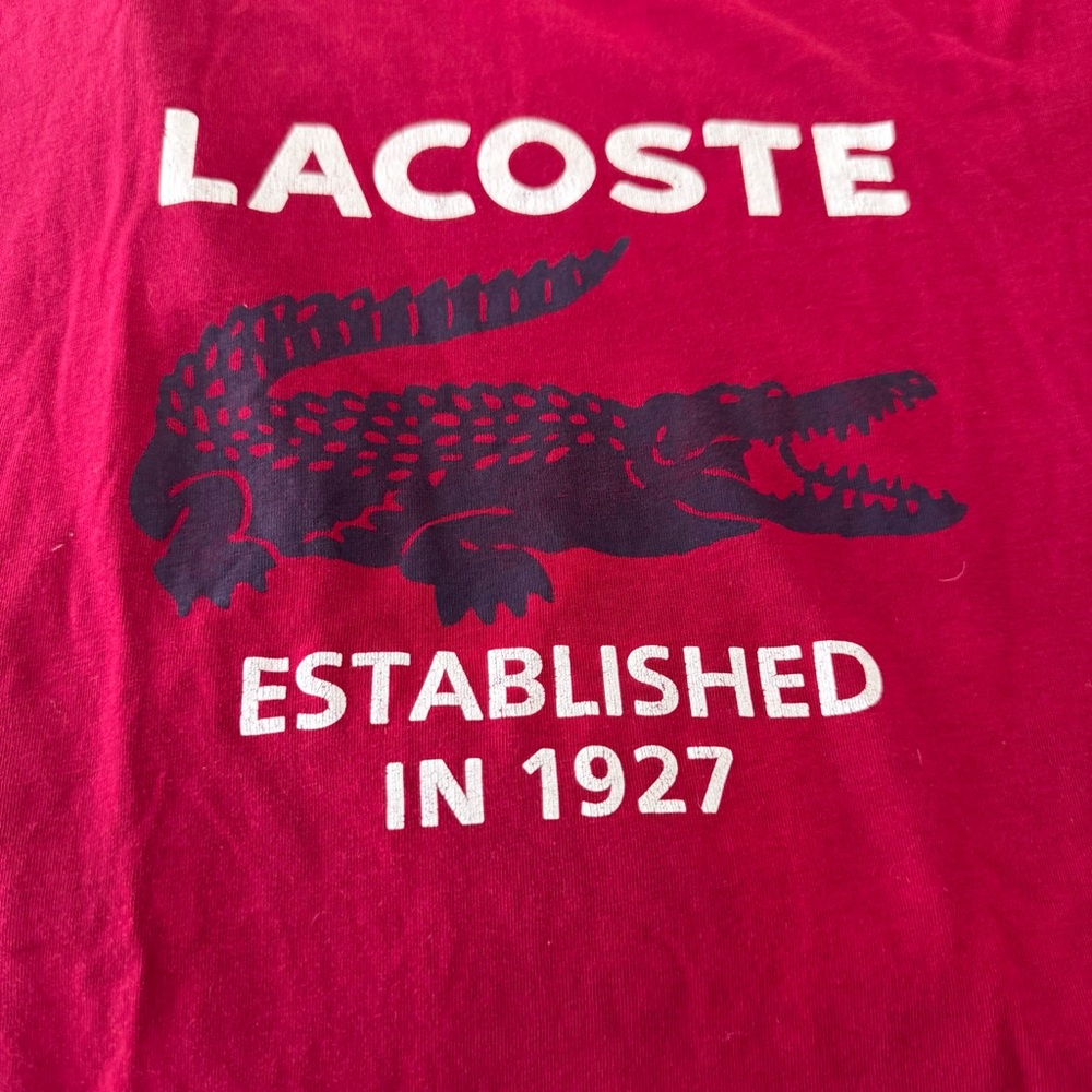 Lacoste Vibrant Red Cotton Tee - Picture 2 of 3